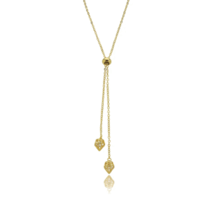 Colar dourado com pingente de zirconia cristal banho em ouro 18k